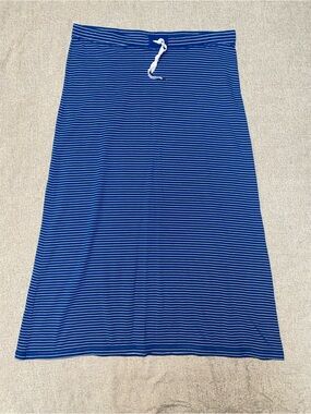 Lauren Ralph Lauren Striped Knit Maxi Skirt Blue White Drawstring XL
